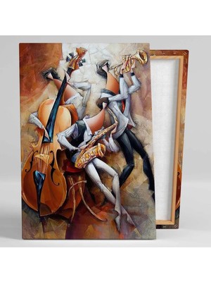 Sürrealizm Müzik Sanatı Yağlı Boya Efektli Çalgıcılar Dekoratif Kanvas Tablo AR030170