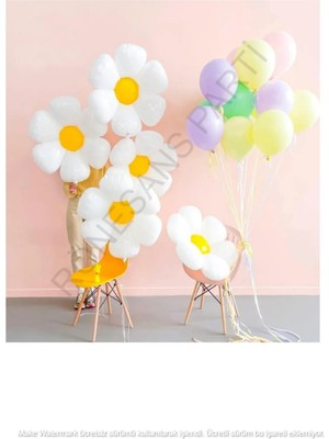 Papatya Temalı Folyo ve Latex Balon Seti