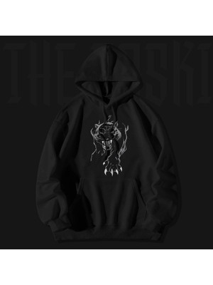 The Baski Unisex Siyah Pantera Baskılı Panter Sweatshirt