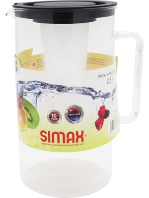 Decorium Simax Borosilikat Buz Hazneli Siyah Kapaklı Sürahi 2.5 Lt