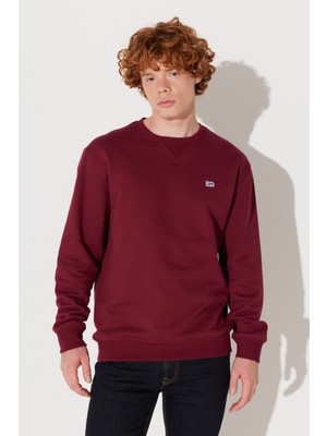 Lee Regular Fit Normal Kesim %100 Pamuk Bisiklet Yaka İçi Polarlı Bordo Sweatshirt