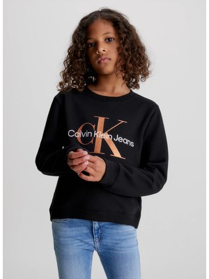 Calvin Klein Baskılı Kız Çocuk Siyah Sweatshırt IG0IG02207BEH