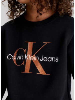 Calvin Klein Baskılı Kız Çocuk Siyah Sweatshırt IG0IG02207BEH