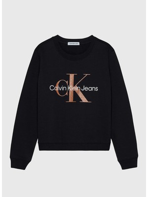 Calvin Klein Baskılı Kız Çocuk Siyah Sweatshırt IG0IG02207BEH