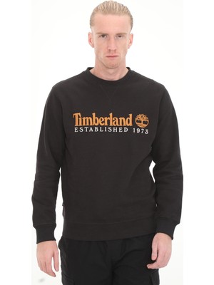 Timberland TB0A65DD0011 Timberland Embroidery Logo Brush Back Crew Neck Erkek