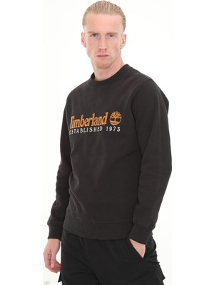 Timberland TB0A65DD0011 Timberland Embroidery Logo Brush Back Crew Neck Erkek