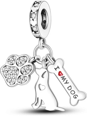 Corney Design Dog Love Köpek Gümüş Charm