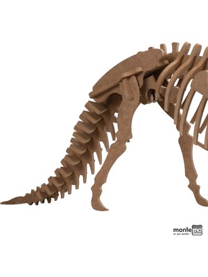 Montemo Styracosaurus 3D Dinozor Maket-Yapboz-Dekoratif Obje-Ahşap-(8mm Ham Mdf)