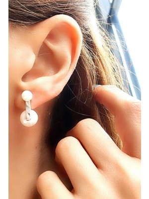 Ose Shop 925AYAR Gümüş Tasarım Inci Küpe