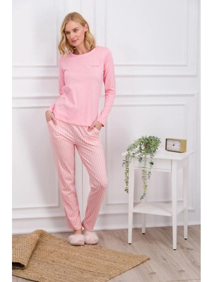 Pierre Cardin Kadın Çizgili Pijama Takım, Çeyize Uygun Kutulu, Uzun Kol Mevsimlik Penye Pijama Takım