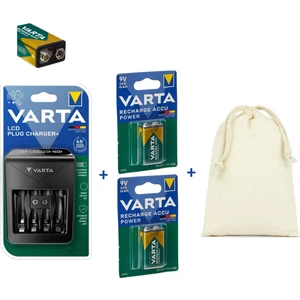 LCD Plug+ Plus Şarj Cihazı + 2 Adet 200MAH 9V Şarjlı Pil +Saklama Kılıfı