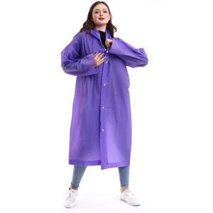 Kadın Erkek Yağmurluk Kapüşonlu Çıtçıtlı Eva Mor Yağmurluk