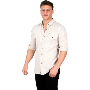 Likralı Ince Fitilli Çıtçıtlı Çift Cepli Kot Gömlek 2300421