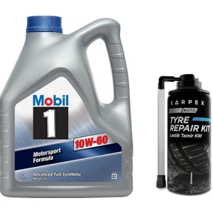 1 10W-60 Motor Yağı 4 Litre ( Üretim Yılı: 2023 ) + Carpex Lastik Tamir Kiti