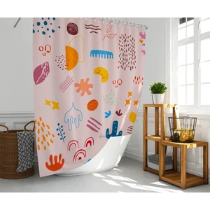 Tropik Home Banyo Duş Perdesi Sevimli Desen Pembe Dijital Baskılı Banyo Perdesi, Tek Kanat C HALKALI-180X200 cm