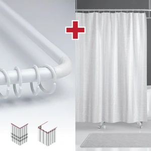 Tropik Home Mermer Desen Banyo Perdesi Askı Hediyeli 180X200CM Tek Kanat Duş Perdesi, L Boru Hediyeli