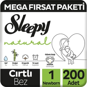 Natural Mega Fırsat Paketi Bebek Bezi 1 Numara Newborn 200 Adet