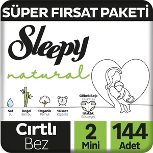 Natural Süper Fırsat Paketi Bebek Bezi 2 Numara Mini 144 Adet