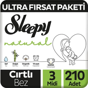 Natural Ultra Fırsat Paketi Bebek Bezi 3 Numara Midi 210 Adet