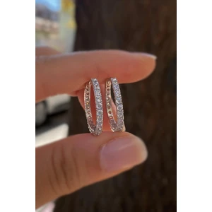 Erer Gümüş Gümüş Iç Çapı 18 mm 2 mm Taşlı Halka Küpe