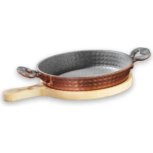 Copperfield Bakır Dekorlu 18 Cm Granit Sahan + Ahşap Sunumluk
