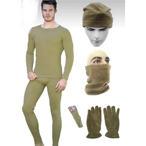 Mrc Tactical Askeri Termal Nano Haki Içlik Takımı - Polar Bere Boyunluk Eldiven Çorap Seti - Bedelli Malzemeleri
