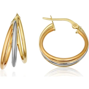 Altın Kesesi 14 Ayar Altın Üç Renk Çoklu Halka Küpe 1.9 Cm