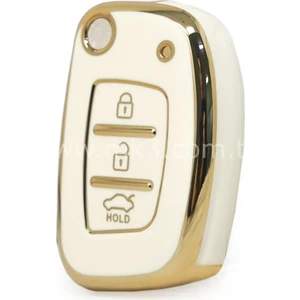 Barkas Elektronik Hyundai Accent Blue Tucson I10 I20 IX35  Santa Fe Sustalı Nano Anahtar Kılıfı 3 Buton Beyaz