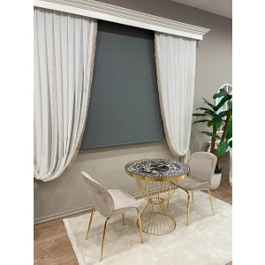 Gri Stor Perde Kalın Polyester Kumaş Güneş Koruma Özellikli Düz Desen 1 Adet