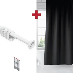 Tropik Home Siyah Banyo Perdesi Askı Hediyeli 180X200CM Tek Kanat Duş Perdesi, Renkli Banyo Duş Perdesi