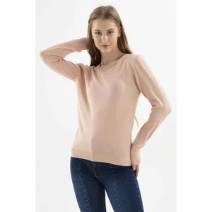 Fashion Friends Kadın V Yaka Kazak 23K0244K1 Pudra