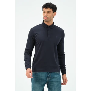 Uzun Kollu Lacivert Regular Erkek Polo Yaka T-Shirt
