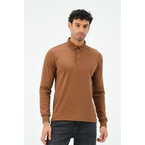Uzun Kollu Kahve Regular Erkek Polo Yaka T-Shirt