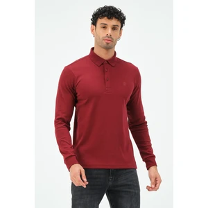 Uzun Kollu Bordo Regular Fit Erkek Polo Yaka T-Shirt