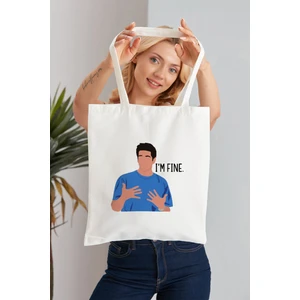 Elimin Ucunda I'm Fine Model Baskılı Günlük Kullanım Özel Baskı Bez Omuz Çantası Hediyelik Tote Bag