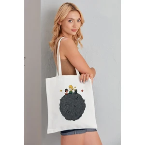 Elimin Ucunda Küçük Prens Model Baskılı Günlük Kullanım Özel Baskı Bez Omuz Çantası Hediyelik Tote Bag