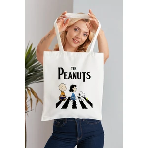 Elimin Ucunda The Peanuts Model Baskılı Günlük Kullanım Özel Baskı Bez Omuz Çantası Hediyelik Tote Bag