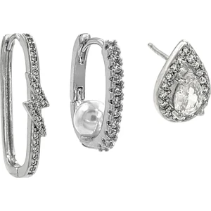 ÇLK Accessories 3'lü Taşlı Şimşek Küpe Kombin