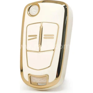 Barkas Elektronik Opel Astra H Corsa D Vectra C Meriva A Zafira B  Corsa C Tigra Combo Sustalı Nano Anahtar Kılıfı 3 Buton Beyaz