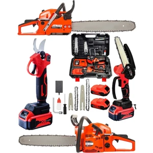 3'lü Set 7.9 Hp Benzinli Odun Ağaç Kesme Hızar Motoru 128VF Şarjlı Dal Budama Makası ve Testere 3set-Dyns2