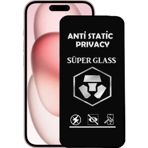 Caseart Apple iPhone 15 Tam Kaplayan Anti Statik Hayalet Süper Cam Ekran Koruyucu