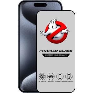 Caseart Apple iPhone 15 Pro Tam Kaplayan Privacy Hayalet Temperli Ekran Koruycu Cam