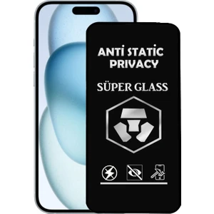 Caseart Apple iPhone 15 Plus Tam Kaplayan Anti Statik Hayalet Süper Cam Ekran Koruyucu