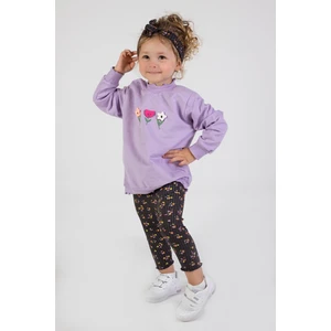 Harika Kids Kız Bebek Iki Iplik Kumaş Orta Kalınlıkta Nakışlı Bandana Dahil Örme Basic Eşofman Takımı