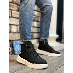 BA0318 Bağcıklı Erkek Yüksek Taban Beyaz Taban Spor Bot