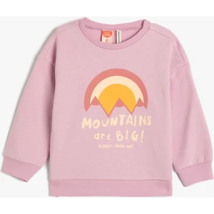 Sweatshirt Uzun Kollu Bisiklet Yaka Baskı Detaylı Şardonlu Pamuklu