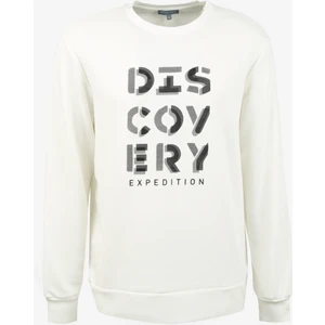 Discovery Expedition Ekru Erkek Bisiklet Yaka Baskılı Sweatshirt D3WM-SWT42