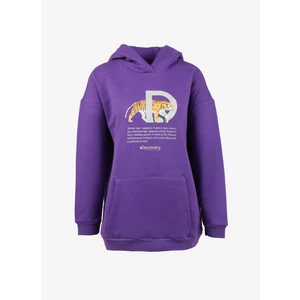Discovery Expedition Mor Kadın Kapüşonlu Baskılı Sweatshirt D3WL-SWT25