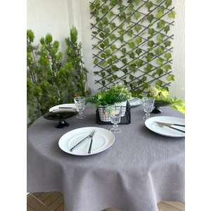 Decamor Home Keten Dokulu Dertsiz Füme Yuvarlak Masa Örtüsü