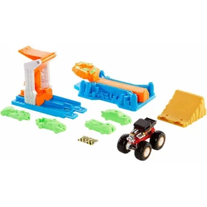 Hot Wheels Monster Trucks Akrobasi Tekerleği Oyun Seti, 2 Adet Hot Wheels 1:64 Ölçekli Araba, 1 Adet Monster Truck İçerir, 4-8 Yaş GVK48